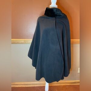 Fleece Black Cape Coat